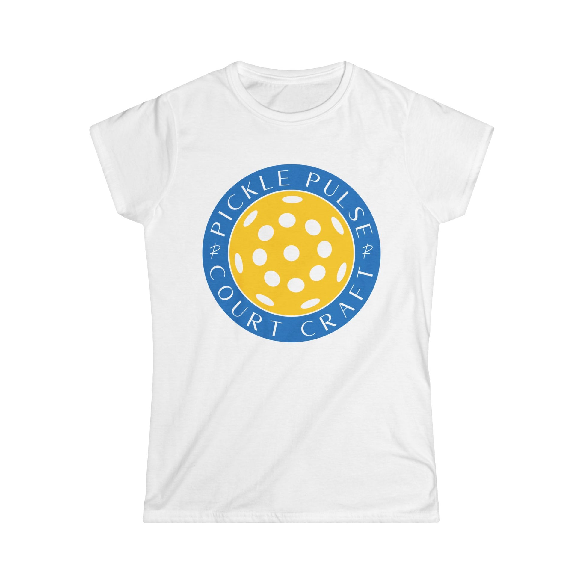Black women's t-shirt with a vibrant graphic of a pickleball and text related to the sport.