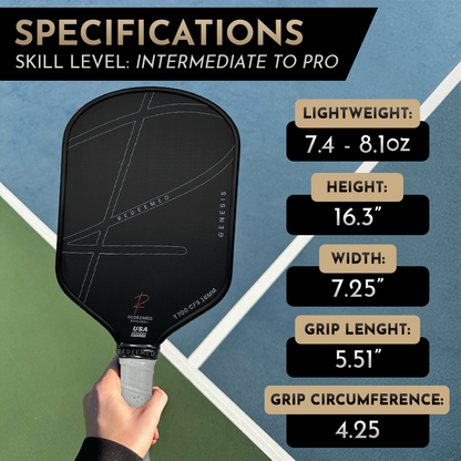 Redeemed Genesis 16mm Carbon Fiber Pickleball Paddle